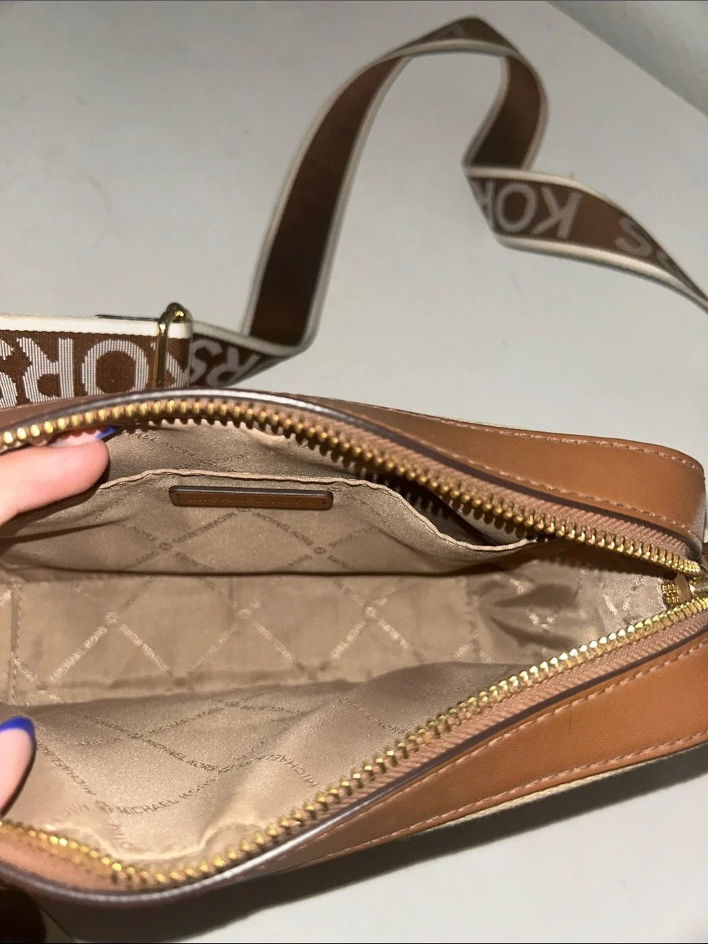 Michael Kors Cream Canvas Crossbody with Logo Strap